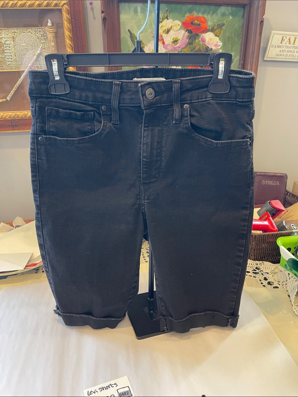 Levi's Black Denim Shorts with Branded Waist Patch size 30